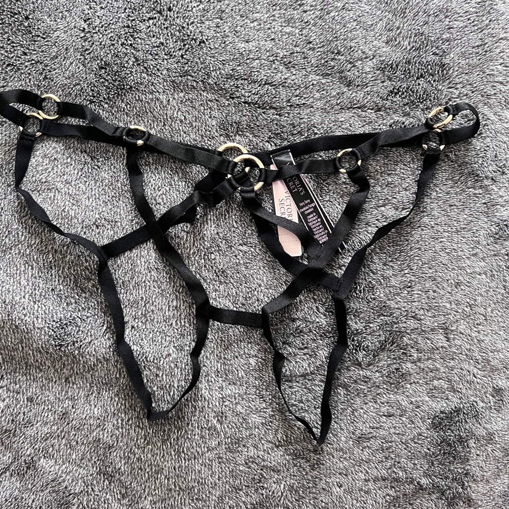 Victoria's Secret Very Sexy Black Strappy cheekini panty